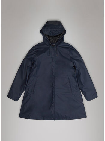 GIACCA CON CAPPUCCIO A-LINE IMPERMEABILE, 47 NAVY, small