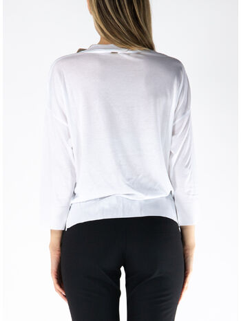 MAGLIONE CON SCOLLO A V, 1000 BIANCO, small