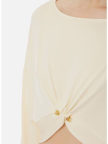 T-SHIRT IN JERSEY CRÊPE CON PIERCING, DC7 LEMONADE, small