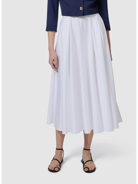 GONNA MIDI SATINATO CON CINTURA, 100 BIANCO, medium