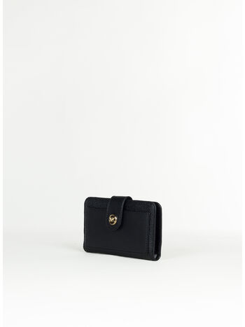 PORTAFOGLIO IN PELLE CON LOGO, 001 BLACK, small