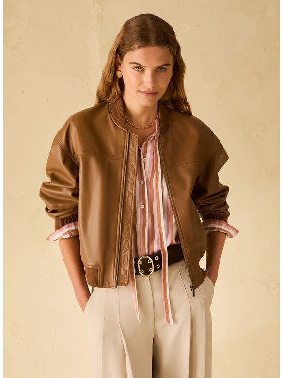 BOMBER IN NAPPA, 001 TABACCO, medium