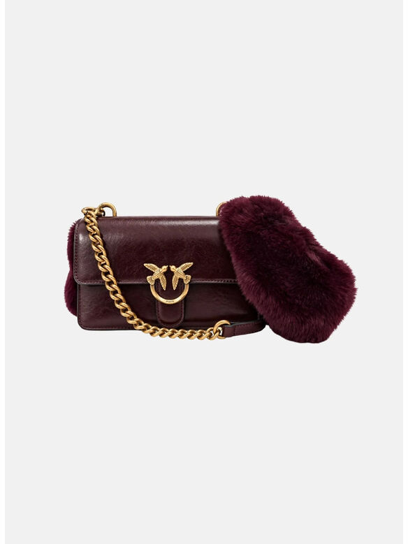 BORSA LOVE ONE MN LGHT IMIT.FUR H., W34Q BORGOGNA-ANTIQUE GOLD, medium