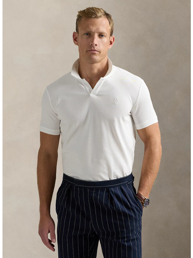 POLO IN PIQU&Eacute; STRETCH CUSTOM, WHITE/C1730, large