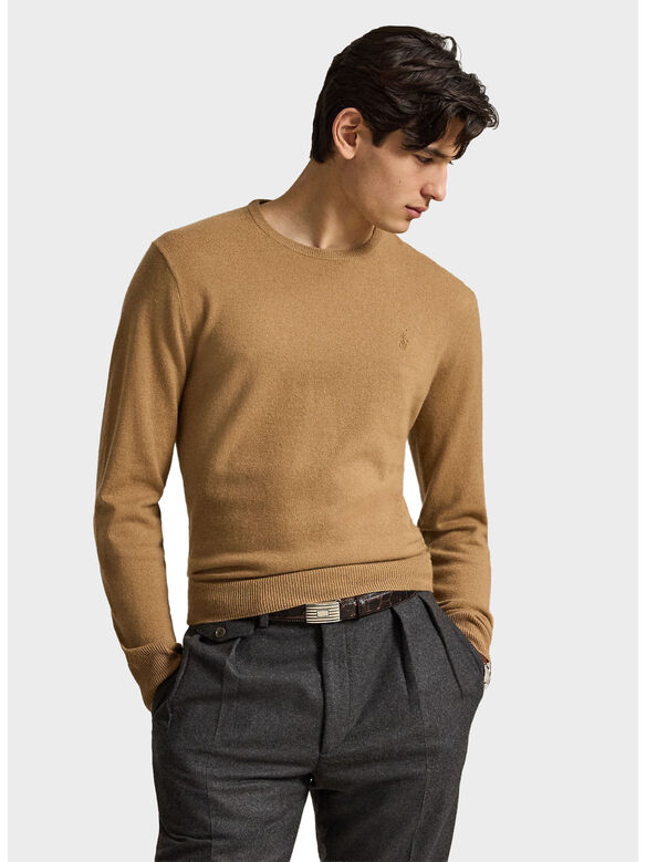 MAGLIONE GIROCOLLO, CROUTON TAN HEATHER, medium