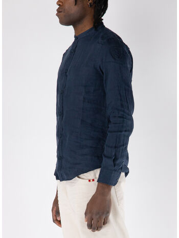 CAMICIA A MANICHE LUNGHE CON LOGO PATCH, 888 BLU, small