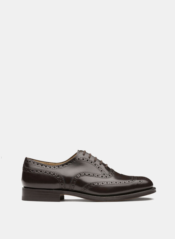 SCARPA OXFORD BROGUE IN PELLE DI VITELLO SPAZZOLATO, F0AMALIGHTEBONY, medium