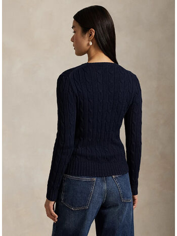 MAGLIONE A GIROCOLLO IN COTONE A TRECCE, HUNTER NAVY, small