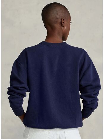 FELPA GIROCOLLO CON PONY RICAMATO, CRUISE NAVY, small
