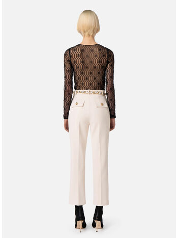 MAGLIA IN TULLE RICAMATO, 110 NERO, small