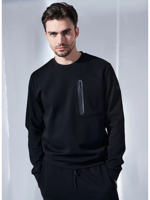 FELPA PIQUET ZIP, NERO, medium