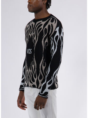 PULLOVER WITH TRIBAL FLAMES, BLACK, small