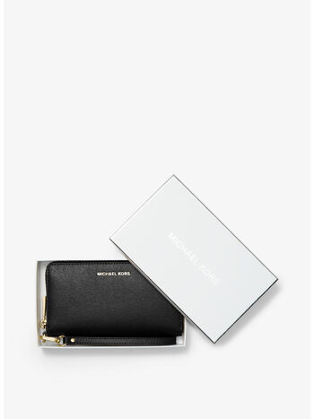 POCHETTE DA POLSO GRANDE IN PELLE A GRANA INCROCIATA PER SMARTPHONE, 001 BLACK, small