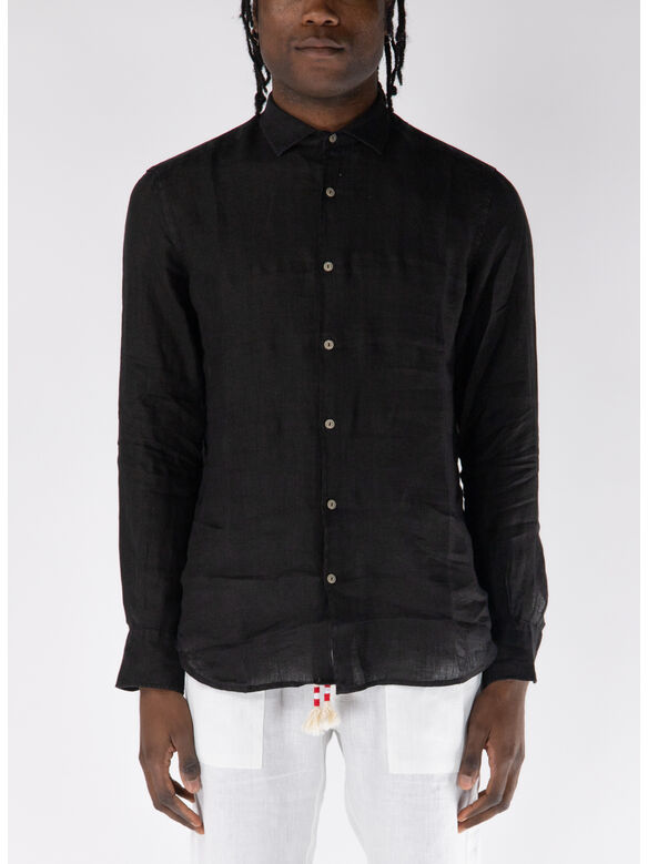 CAMICIA PAMPLONA LINEN, 01949H 00 BLACK VINTAGE, medium