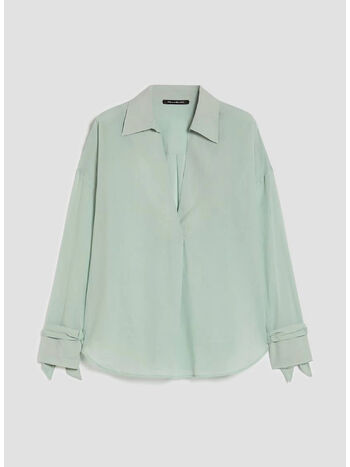 BLUSA IN VOILE DI COTONE, 003 ACQUA MARINA, small