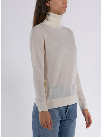 PULLOVER DOLCEVITA CON BOTTONI LATERALI, 110 BONE, small