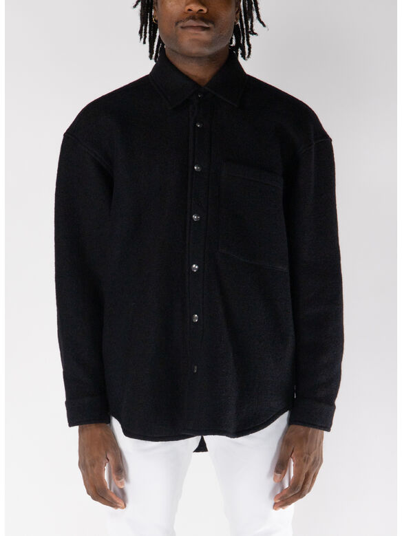 GIACCA A CAMICIA CON TASCA FRONTALE, C0020 BLACK, medium