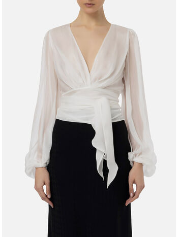 CAMICIA IN VOILE DI SETA CON FUSCIACCA, 360 AVORIO, small