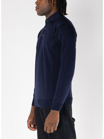 POLO A MANICHE LUNGHE, 880 INDACO, small
