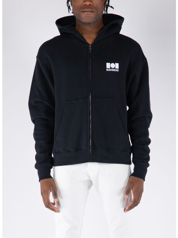 FELPA FULL ZIP CON LOGO, 001 BLACK, large