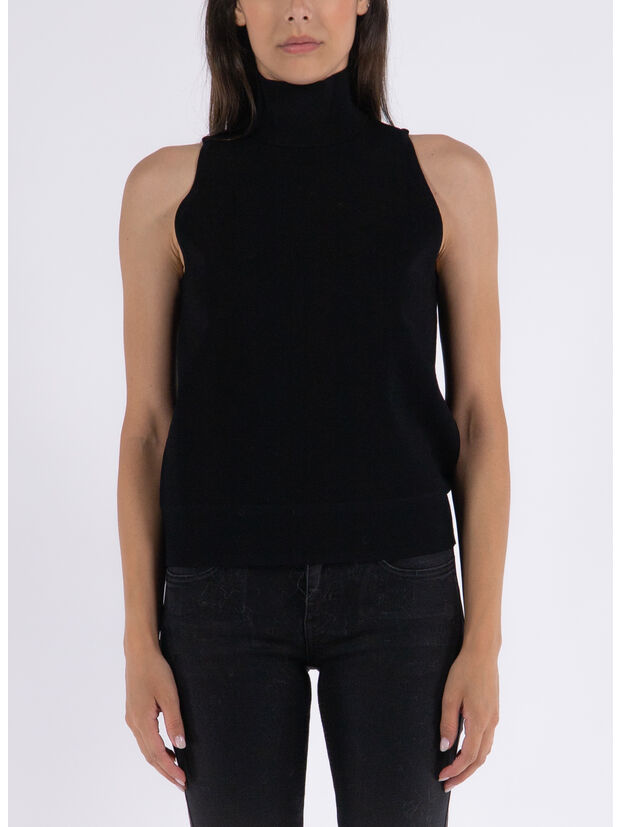 MAGLIONE SMANICATO A COSTINE CON COLLO ALTO, , large