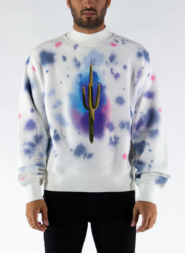 PALM ANGELS FELPA TIE DYE CACTUS Bianco, Blu Uomo | Selecteur