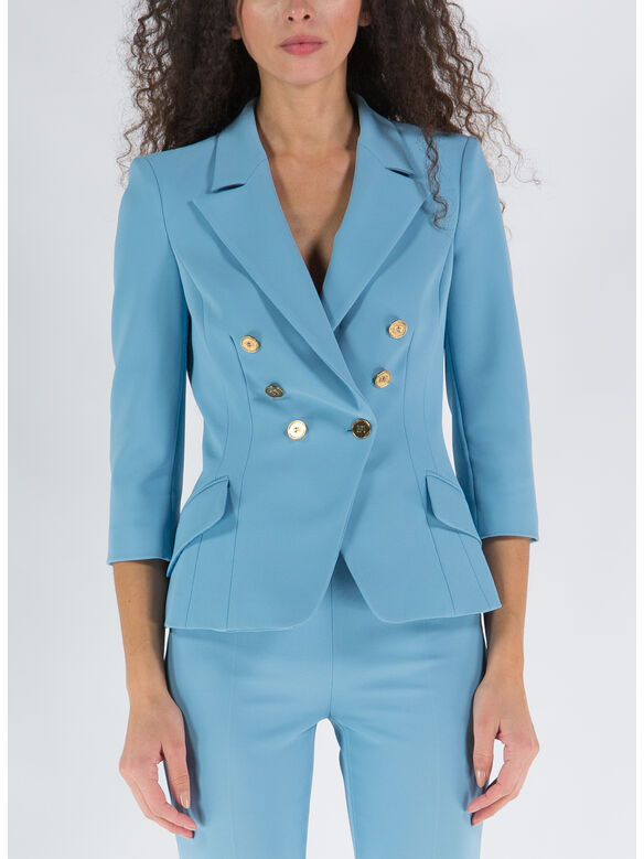 GIACCA DOPPIOPETTO IN DOPPIO CREPE STRETCH, 016 CARTADAZUCCHERO, medium