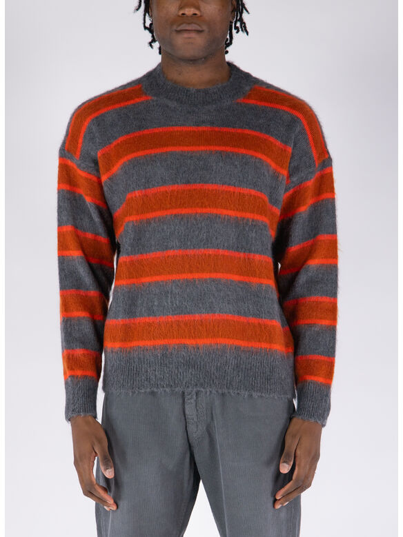 MAGLIONE CREW OVER STRIPE, BC02 ANTRACITE/ARANCIO/CAMMELLO, medium