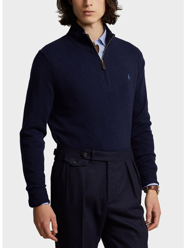 PULLOVER MEZZA ZIP, HUNTER NAVY, large
