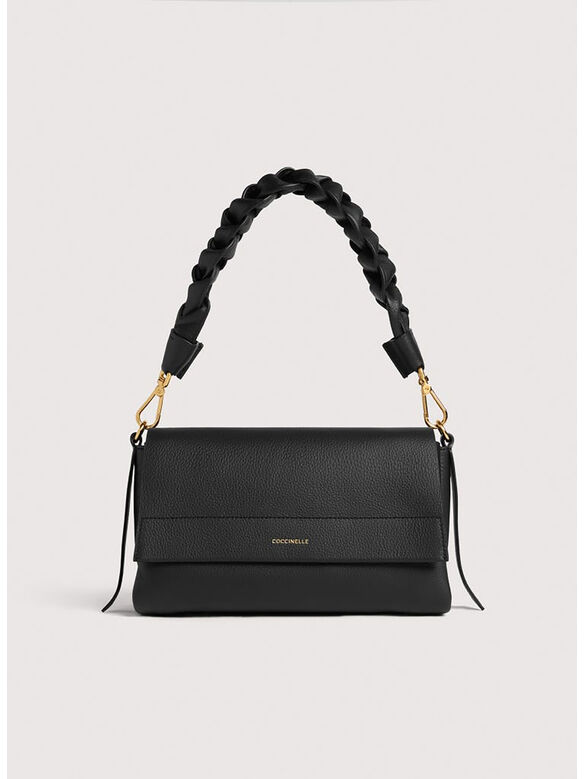 BORSA BOHEME GRANA DOUBLE SMALL, 613 NOIR/COGNAC, medium