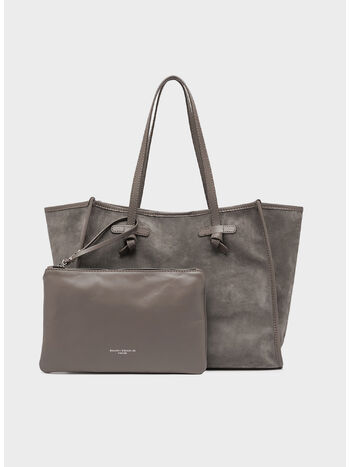 BORSA TOTE IN PELLE, 9210 LIGHT GREY, small