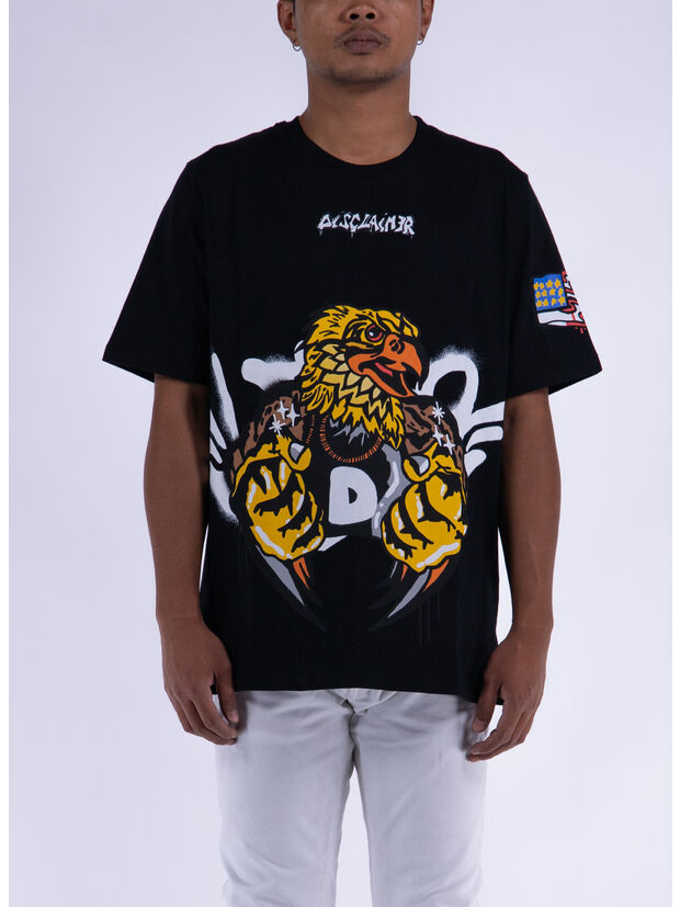 T-SHIRT CON STAMPA SUL DAVANTI, NERO, large