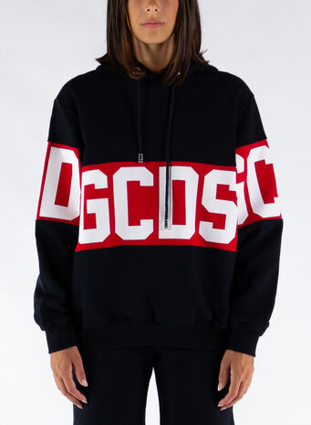 FELPA BAND LOGO HOODIE, BLACK, small