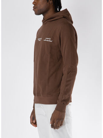 FELPA HOODIE CON STAMPA GRAFICA, MARRONE, small
