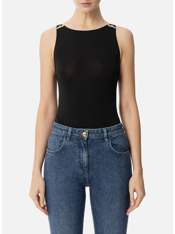 BODY IN JERSEY CON DETTAGLI GIOIELLO, 110 NERO, medium