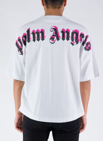 T-SHIRT LOGO POSTERIORE, 0132WHITEFUCHSIA, small