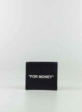 PORTAFOGLI CALF SKIN QUOTE BIFOLD WALLET, 1001BLACKWHITE, small
