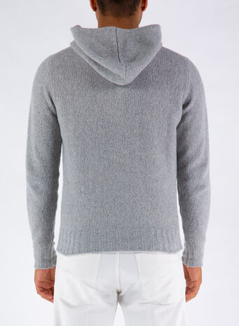 MAGLIONE CON CAPPUCCIO, 900GRIGIO, small