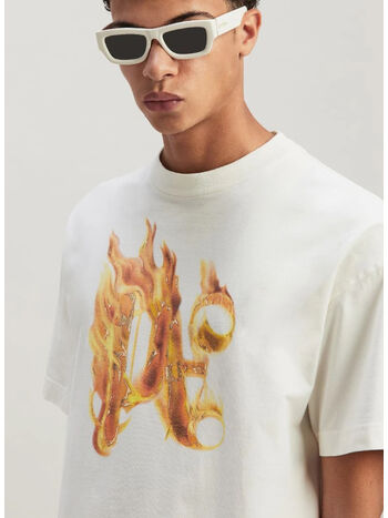 T-SHIRT BURNING MONOGRAM, 0376 OFF WHITE GOLD, small