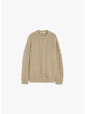MAGLIONE ACCIAIO IN MAGLIA TRECCIATO, 005 KHAKI, small