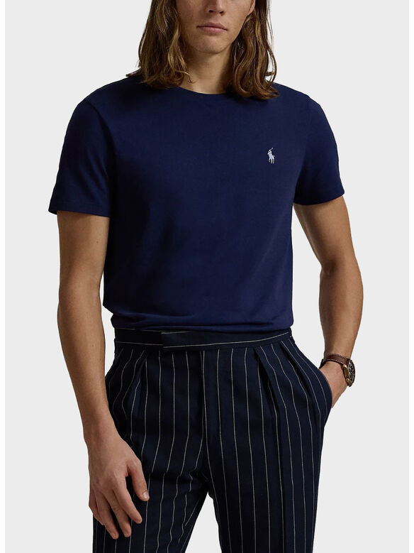 T-SHIRT A MANICA CORTA IN JERSEY DI COTONE, LIGHT NAVY, medium