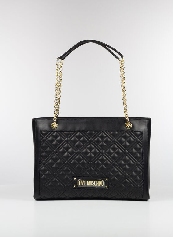 BORSA SHOPPER ROMBI, 000NERO, medium