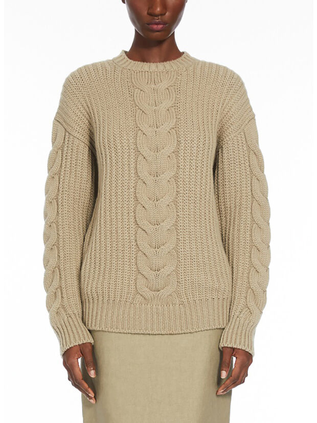 MAGLIONE ACCIAIO IN MAGLIA TRECCIATO, 005 KHAKI, large
