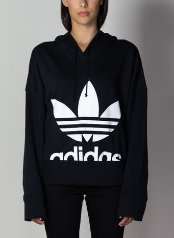 FELPA HOODIE CROPPED, BLACK, small