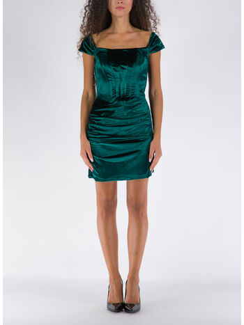 ABITO A TUBINO IN RASO, 0369 GREEN, small