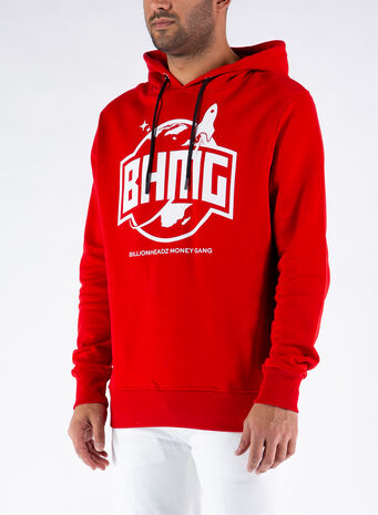 FELPA CON CAPPUCCIO, 040ROSSO, small