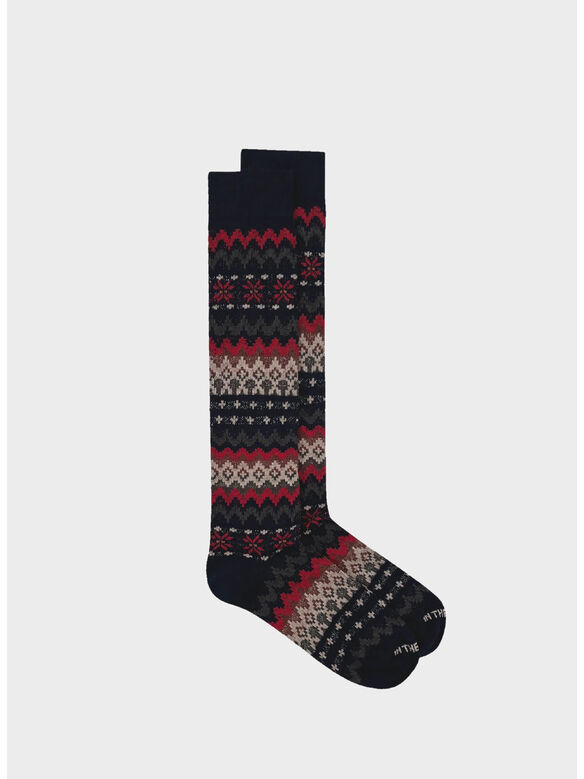 CALZA FAIR ISLE UNISEX, 0099 BLU / ROSSO, medium
