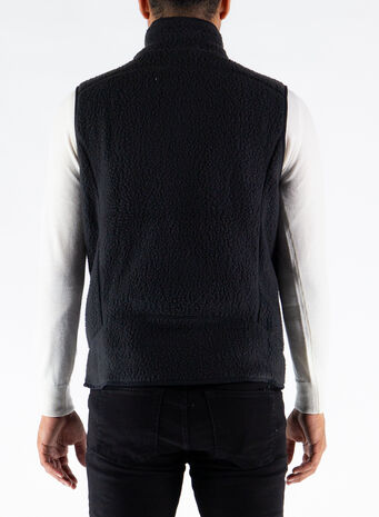 SMANICATO RETRO PILE VEST, BLK, small