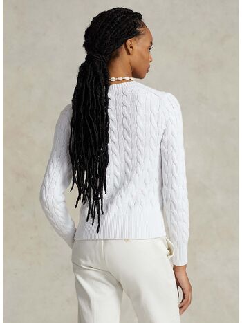 CARDIGAN CON BOTTONI IN MAGLIA TRECCIATO, WHITE, small