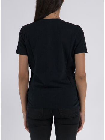 T-SHIRT IN JERSEY CON PLACCA LOGO IN VELLUTO, 110 NERO, small